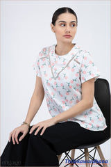 Engage Floral Lace Detail Short Sleeve Top