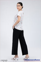 Engage Floral Lace Detail Short Sleeve Top