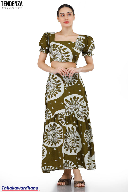Tendenza Tiered Printed Skirt