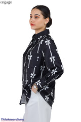 Engage Bow Print Button Down Shirt