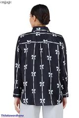 Engage Bow Print Button Down Shirt