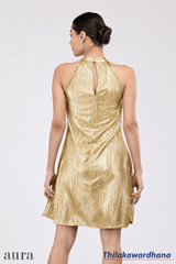 Aura Shimmer Pleated A-Line Dress