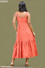 Aura Embroidered Sweetheart Neck Linen Dress