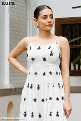 Aura Floral Embroidered Tiered Maxi Dress