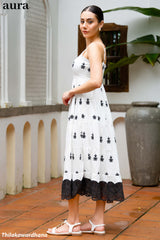 Aura Floral Embroidered Tiered Maxi Dress