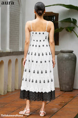 Aura Floral Embroidered Tiered Maxi Dress