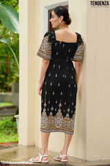 Tendenza Elegant Ethinic Flare Sleeve Dress