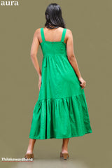 Aura Embroidered Sweetheart Neck Linen Dress