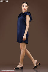 Aura Ruched Ruffle Sleeve Mini Dress