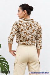 Tendenza Lapel Collar Linen Top