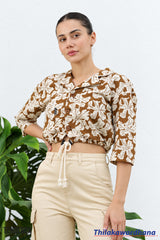 Tendenza Lapel Collar Linen Top