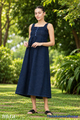 Aura Button Detail Denim Dress
