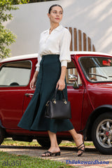 Akasi High Waist Front Slit Midi Skirt