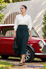 Akasi High Waist Front Slit Midi Skirt