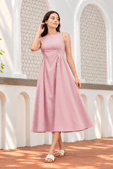 Aura Waist Pleated Midi Dress
