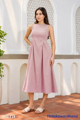 Aura Waist Pleated Midi Dress