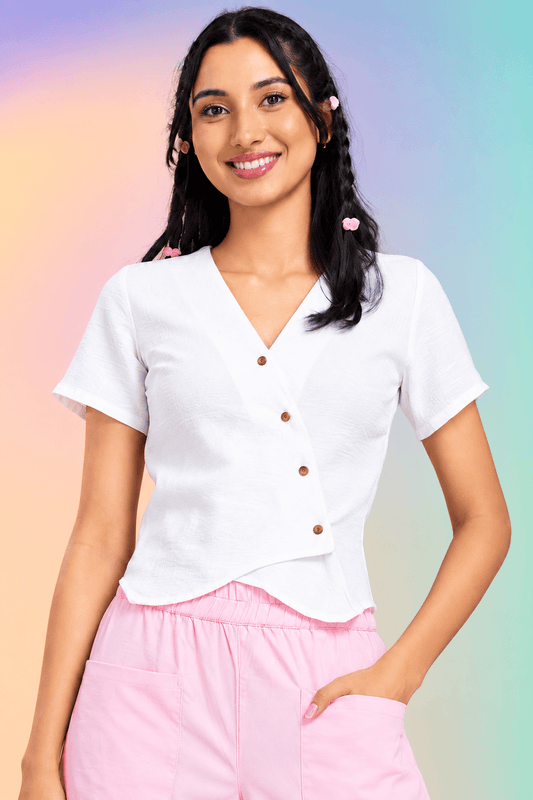 Tendenza Teen Asymmetric Button Top