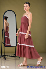 Aura Strappy Lace Detailed Midi Dress