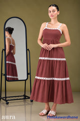 Aura Strappy Lace Detailed Midi Dress