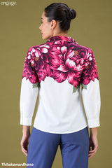 Engage Floral Print Collared Long Sleeve Shirt