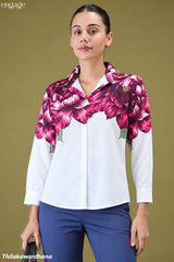 Engage Floral Print Collared Long Sleeve Shirt