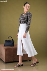 Akasi High Waist Front Slit Midi Skirt