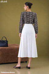 Akasi High Waist Front Slit Midi Skirt