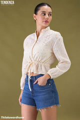Tendenza Cutlone Drawstring Long Sleeve Top