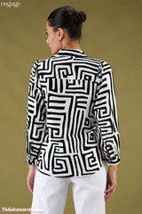 Engage Geometric Print Long Sleeve Top