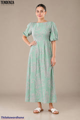 Tendenza Puff Sleeve Maxi Dress