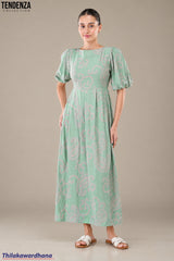 Tendenza Puff Sleeve Maxi Dress