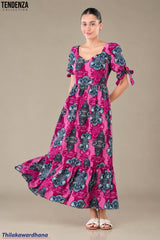 Tendenza Sweetheart Neckline Tiered Maxi Dress