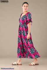 Tendenza Sweetheart Neckline Tiered Maxi Dress