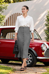 Akasi High Waist Front Slit Midi Skirt