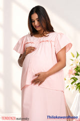 Tendenza Maternity Bed Jacket With Lungi - Light Pink