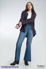 TESSA Indigo Split Hem Flare Jean