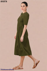 Aura Vintage Olive Green Dress