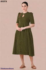 Aura Vintage Olive Green Dress