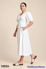 Tendenza Puff Sleeve Midi Dress