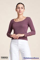 Tendenza Scoop neckline Long Sleeve Top