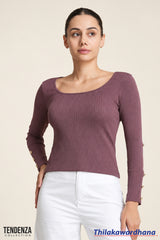 Tendenza Scoop neckline Long Sleeve Top