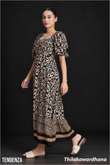 Tendenza Puff Sleeve Tiered Maxi Dress