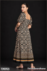 Tendenza Puff Sleeve Tiered Maxi Dress