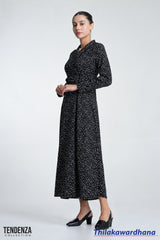Tendenza Shawl Collar Wrap Maxi Dress