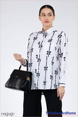 Engage Bow Print Button Down Shirt