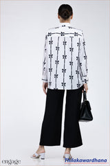 Engage Bow Print Button Down Shirt