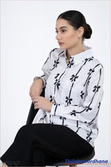 Engage Bow Print Button Down Shirt