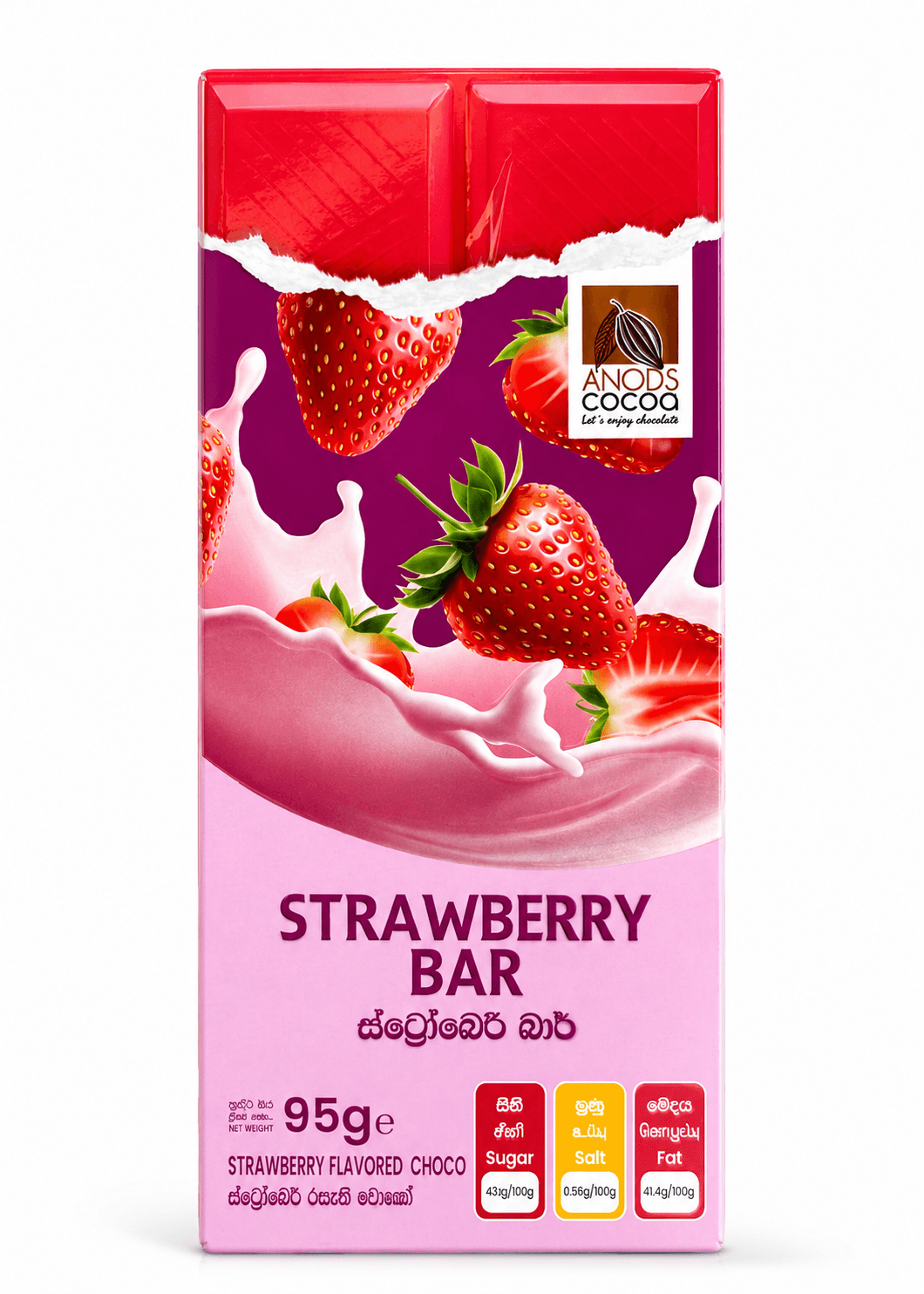 Anods Strawberry Choco Bar 95g