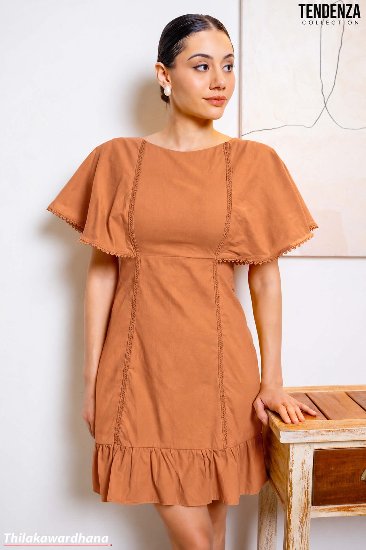 Tendenza Flutter Sleeve Mini Dress