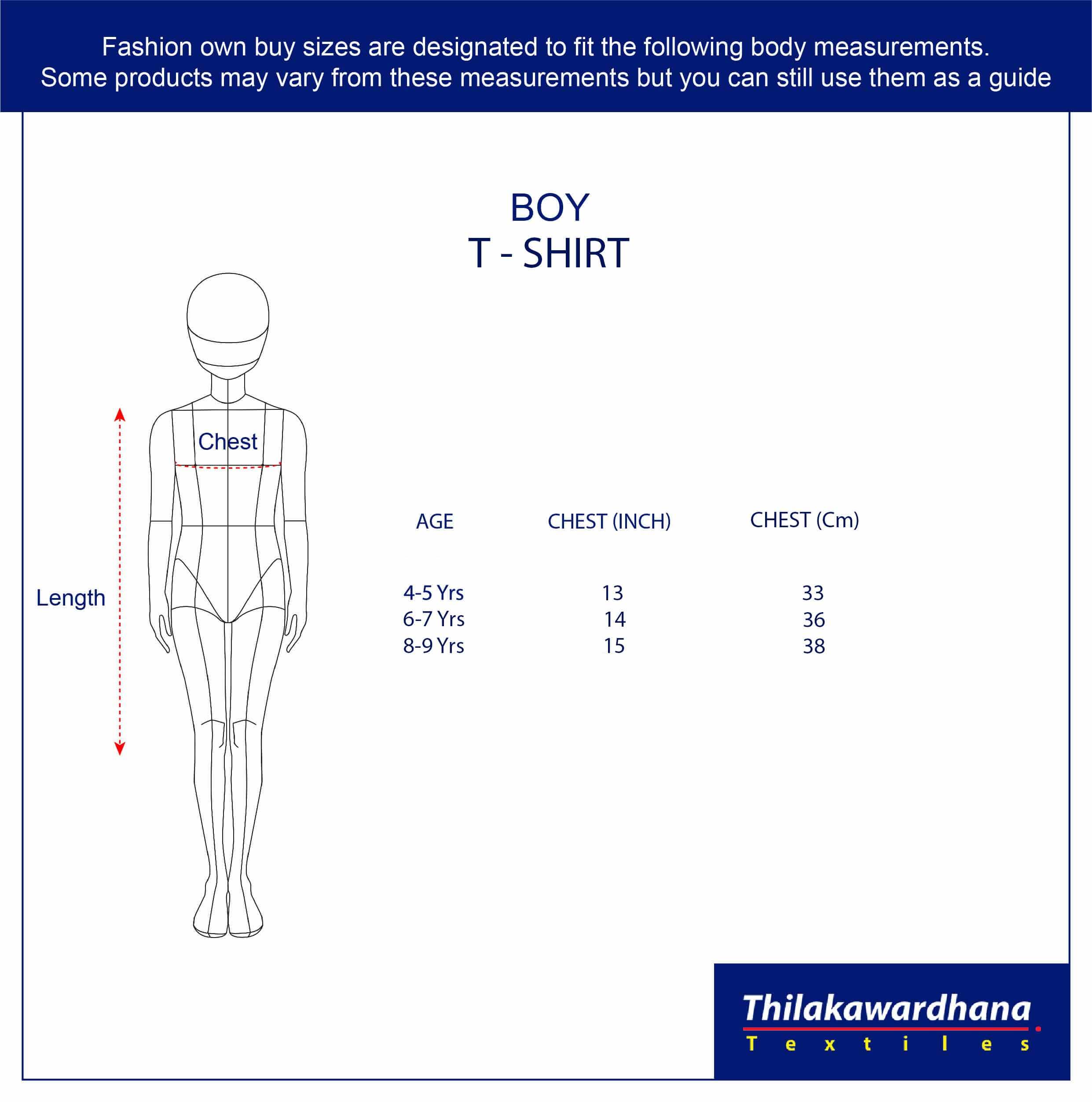 BOY T SHIRT size chart